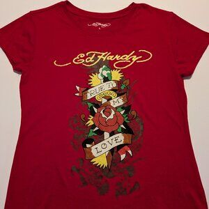 Ed Hardy Girls Graphic Tee | Size L | Excellent Condition